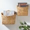 mDesign Woven Water Hyacinth Hanging Wall Storage Basket - Set of 2 -Natural/Tan